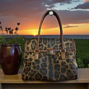 Dolce & Gabbana Leopard Print Satchel in Brown and Black. GUC